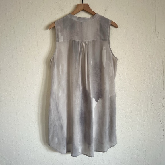 Eileen Fisher 100% Silk Sleeveless Button Front Tunic Dress Large Gray Minimal - Picture 5 of 5
